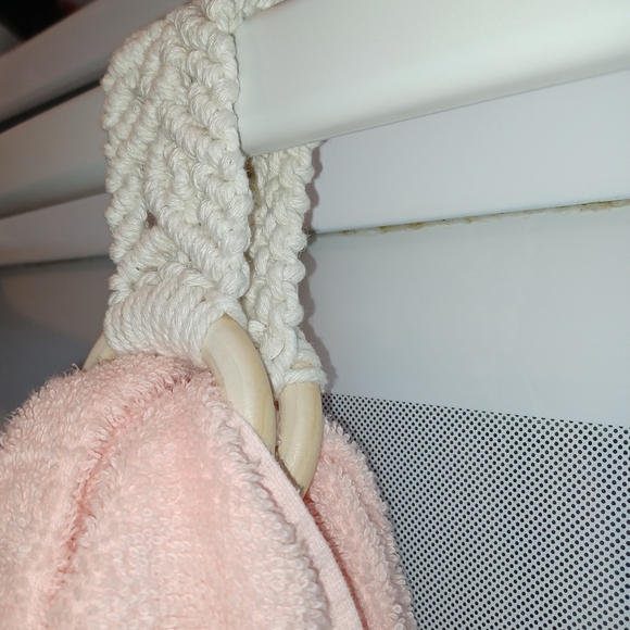 Hand Kitchen Towel Wooden Holder Boho Macrame Natural - Picture 4 of 12